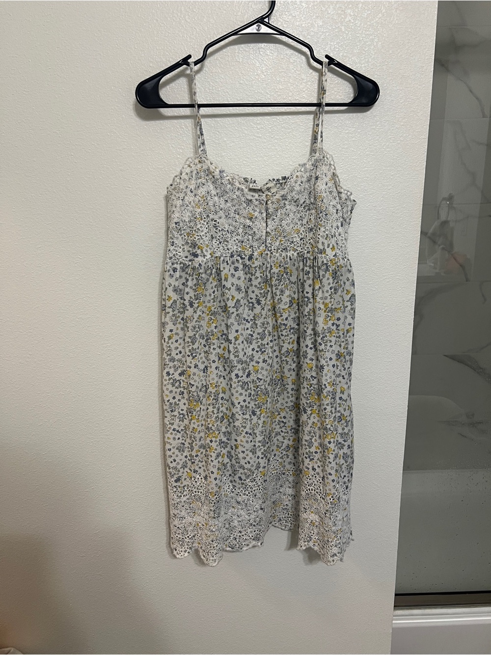 Jolie White Floral Spaghetti Strap Sundress with Yellow Accents